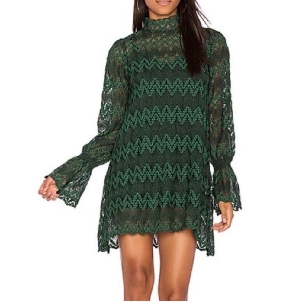 Free People Lace Mock Neck Mini Dress